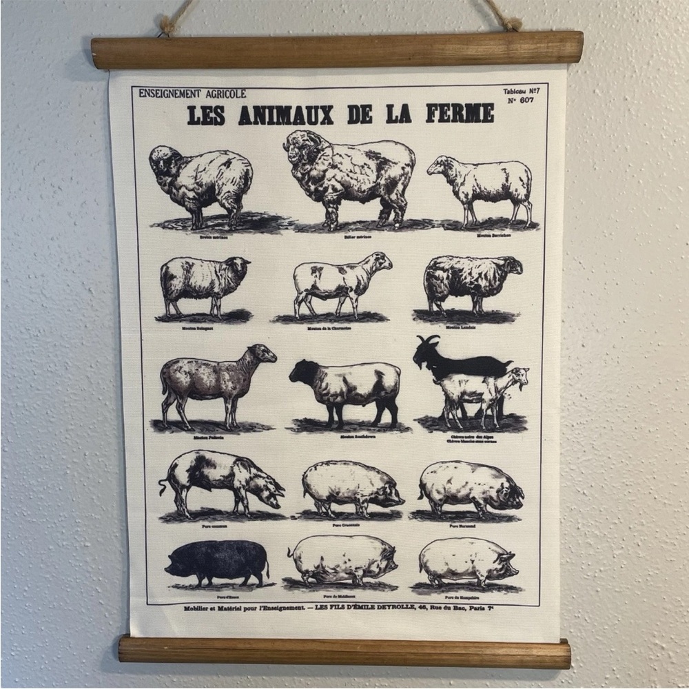 Deyrolle Vintage Scroll Wall Art Country Kitchen Farm Animals French Chic
